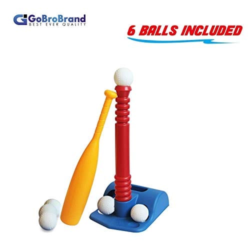 Multicolor Kids Baseball Tee Set Toddlers Baseball Tee Game Includes 2 Balls Adjustable T Height Baseball Toy,Adapts Childs Growth Spurts Improves Batting Skills 